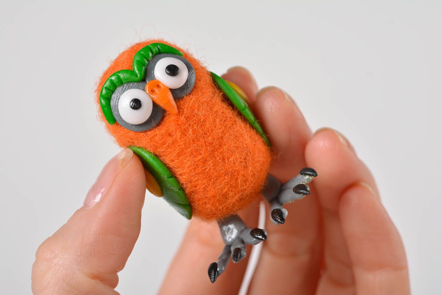 Handmade soft toy owl orange interior decor stylish designer figurine photo 4