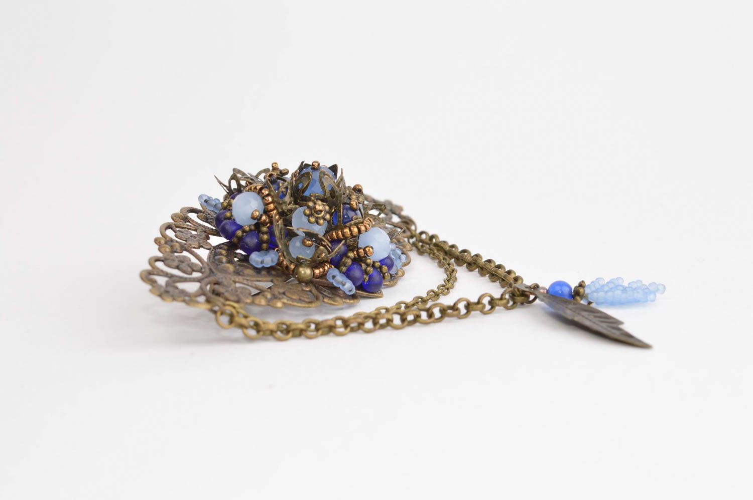 Metal brooch handmade beaded brooch vintage brooch vintage jewelry for women photo 3