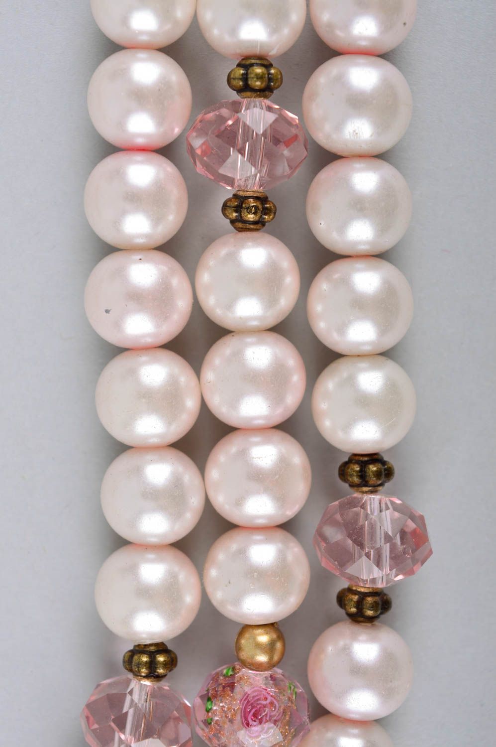 Handmade artificial pearls necklace unique designer jewelry accessory present photo 3