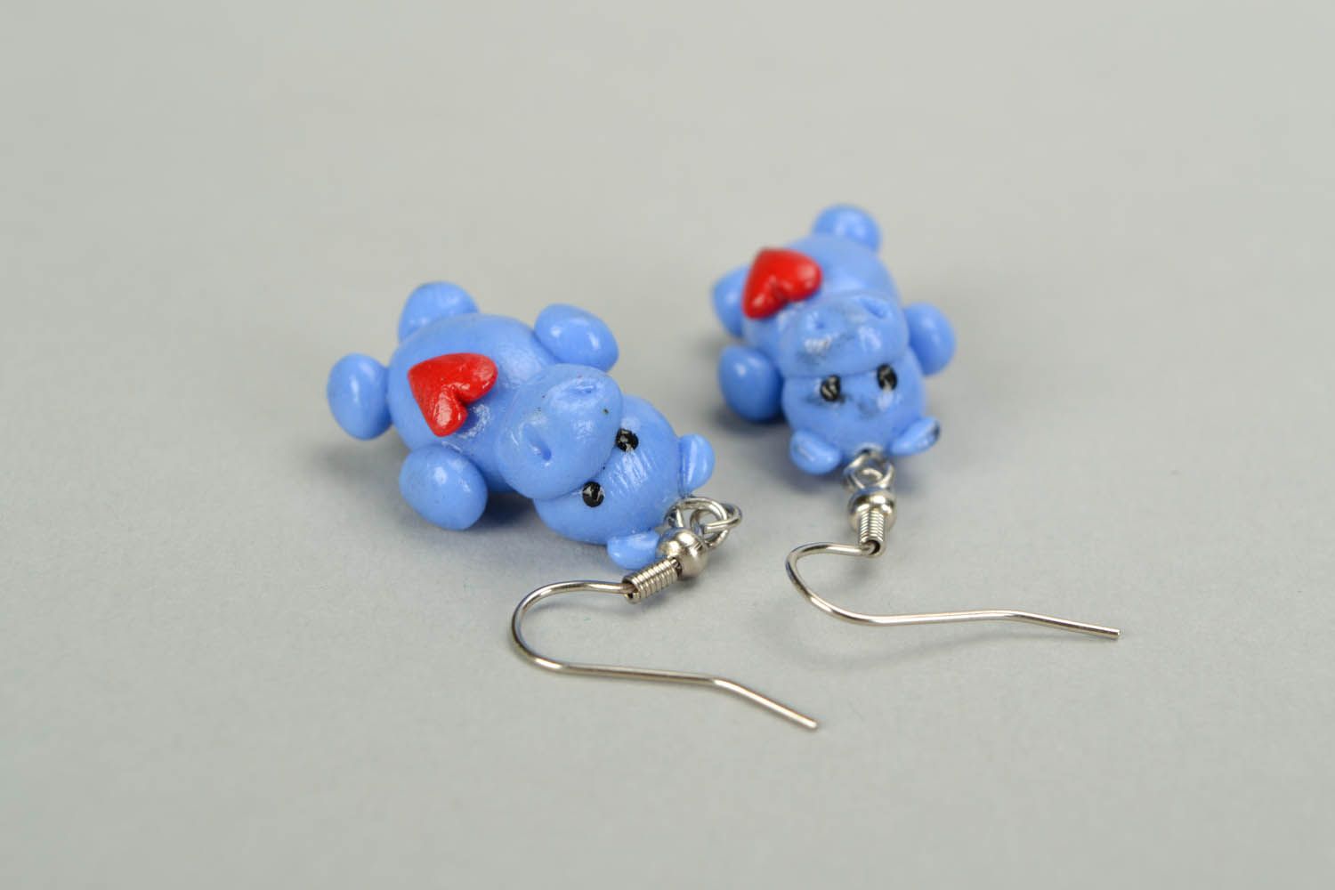 Polymer clay earrings Little hippopotamuses photo 3