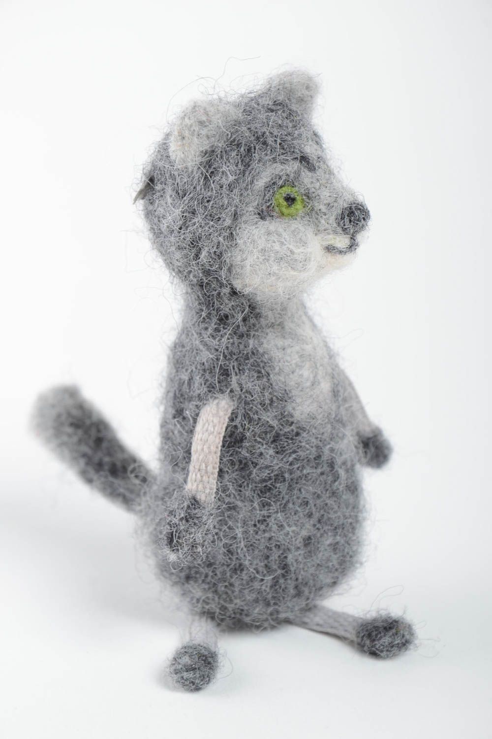 Peluche chat laine fait main Jouet pour enfant petit Décoration chambre design photo 4