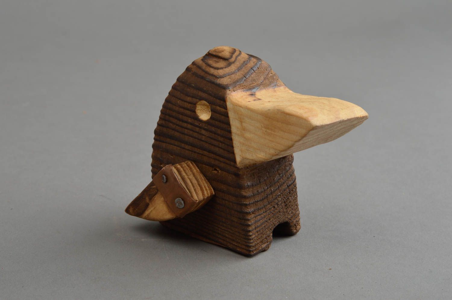 Figurine en bois de pin et éléments métalliques faite main originale Oiselet photo 3