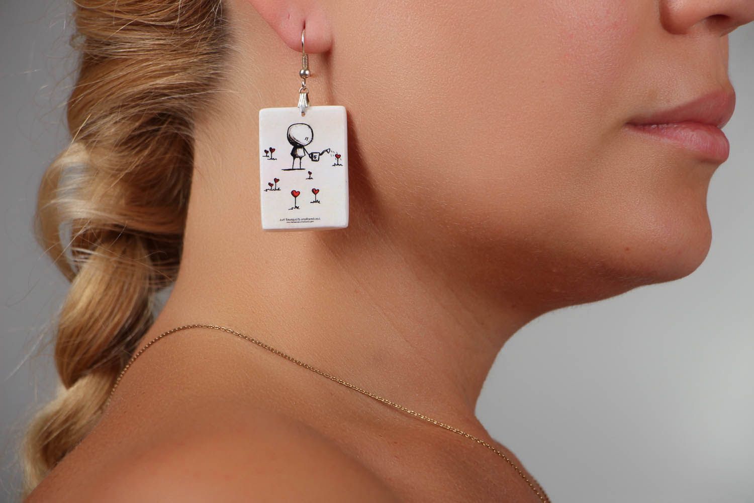Earrings with romantic drawing photo 5
