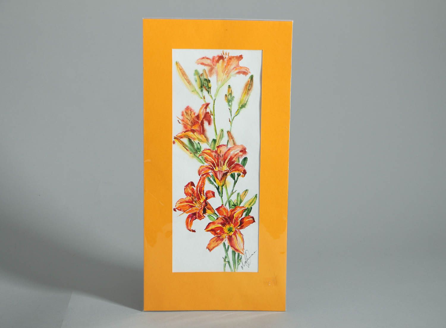 Homemade watercolor painting Lilies photo 1