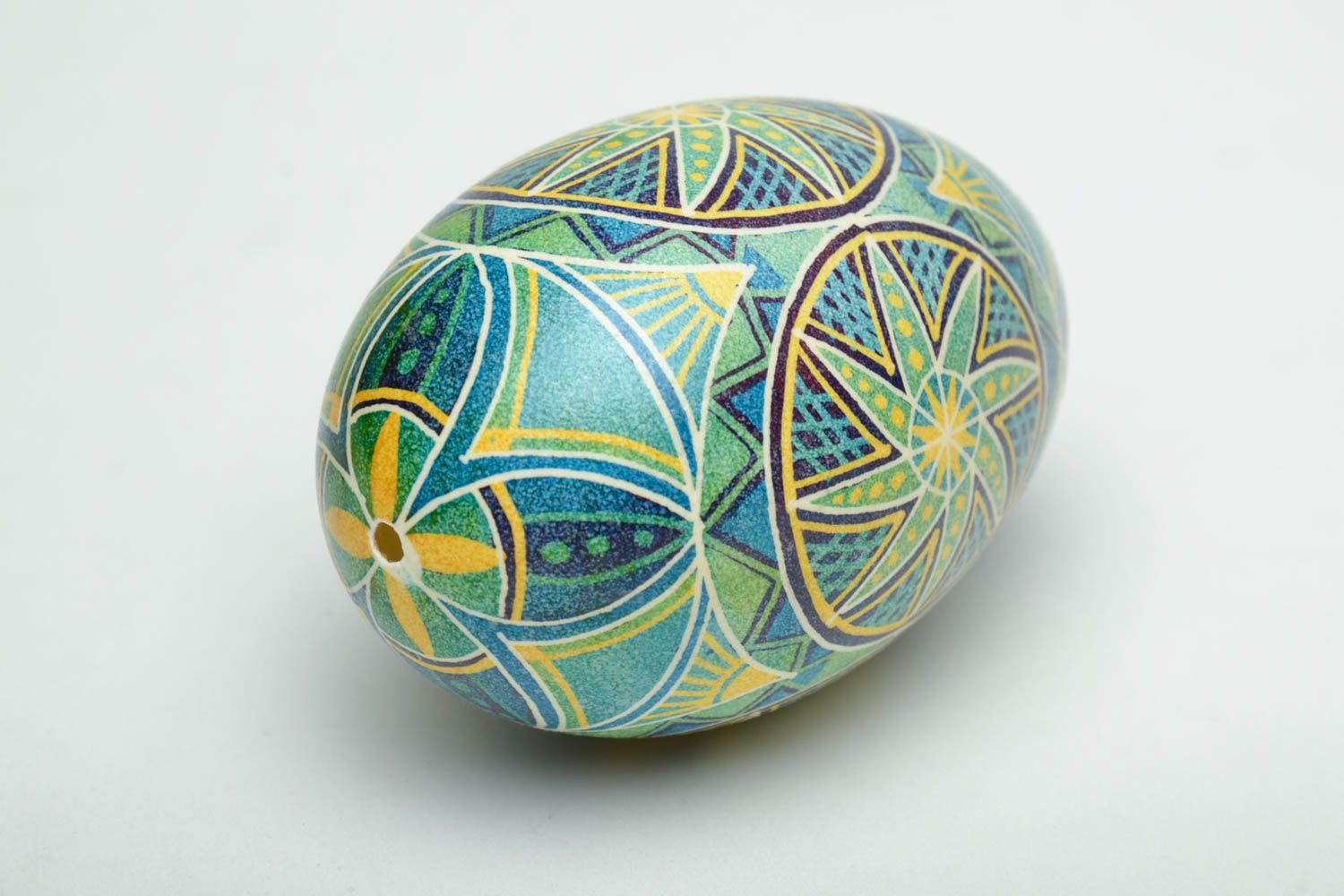 Décoration œuf de Pâques peint d'oie fait main symbole solaire style ethnique  photo 3