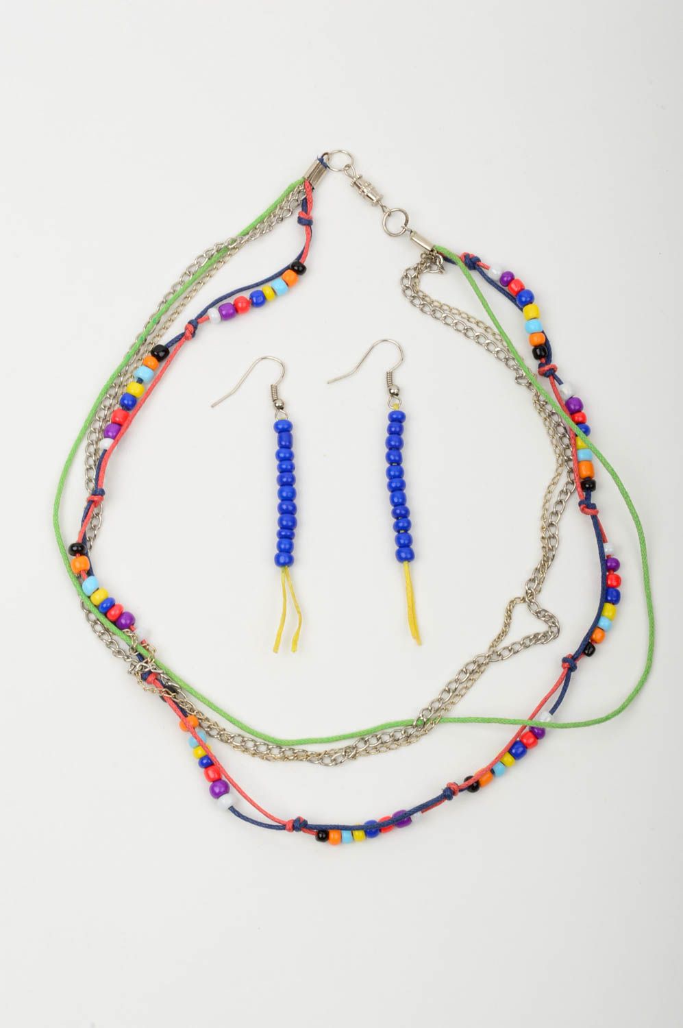 Handmade earrings designer necklace jewelry set unusual gift for women photo 3