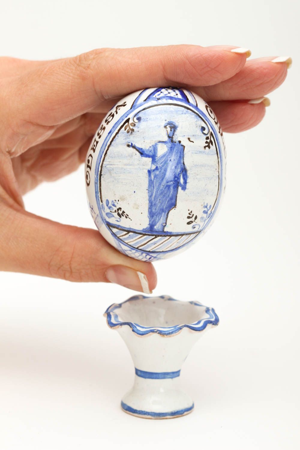 Huevo original hecho a mano de arcilla elemento decorativo regalo para Pascua foto 5