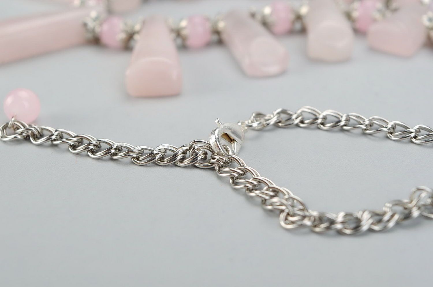Necklace with rose quartz photo 3