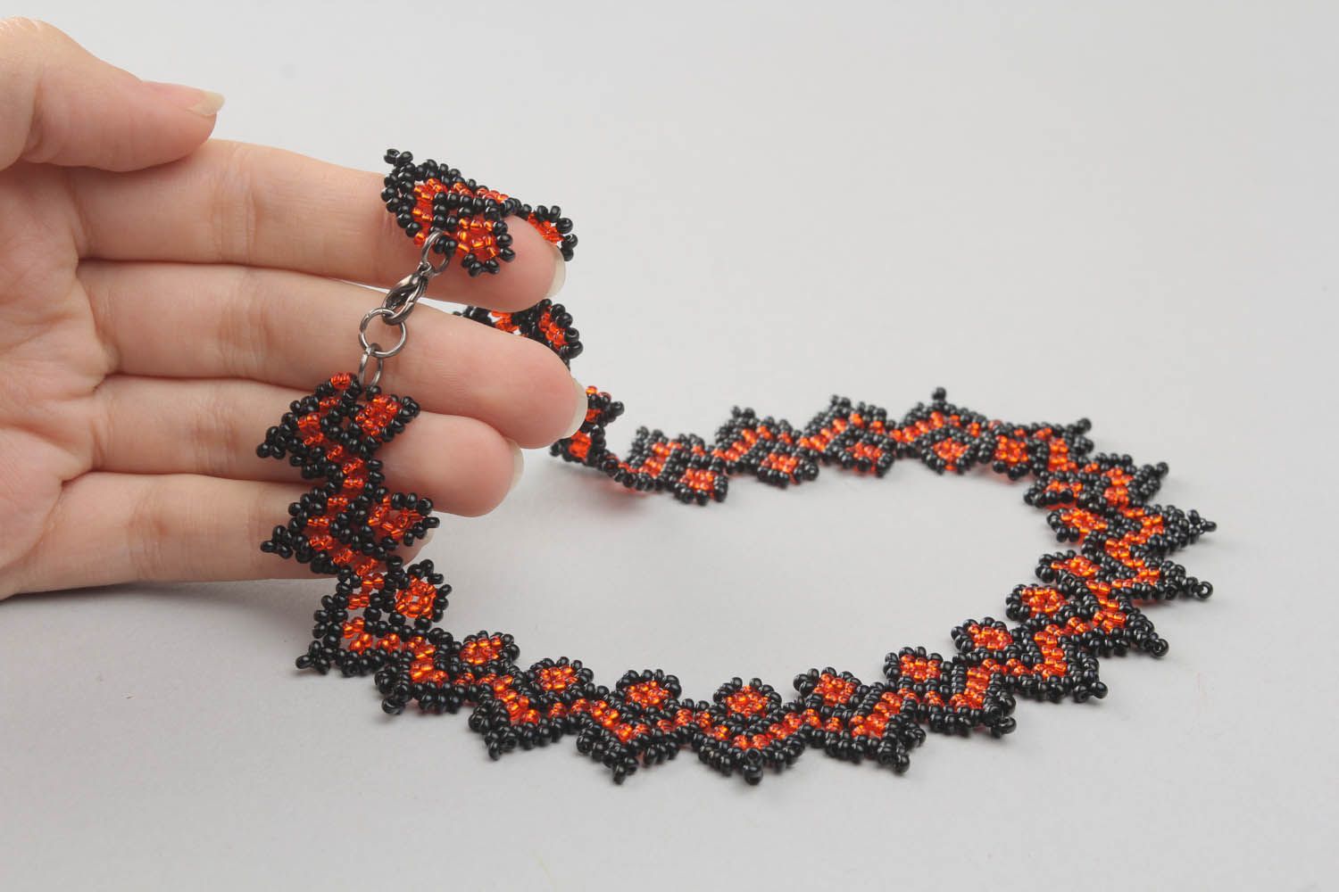 Necklace woven of Czech beads photo 2