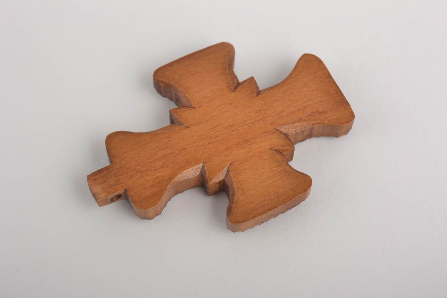 Croix pectorale faite main Pendentif en bois sculpté verni Objet religieux photo 4