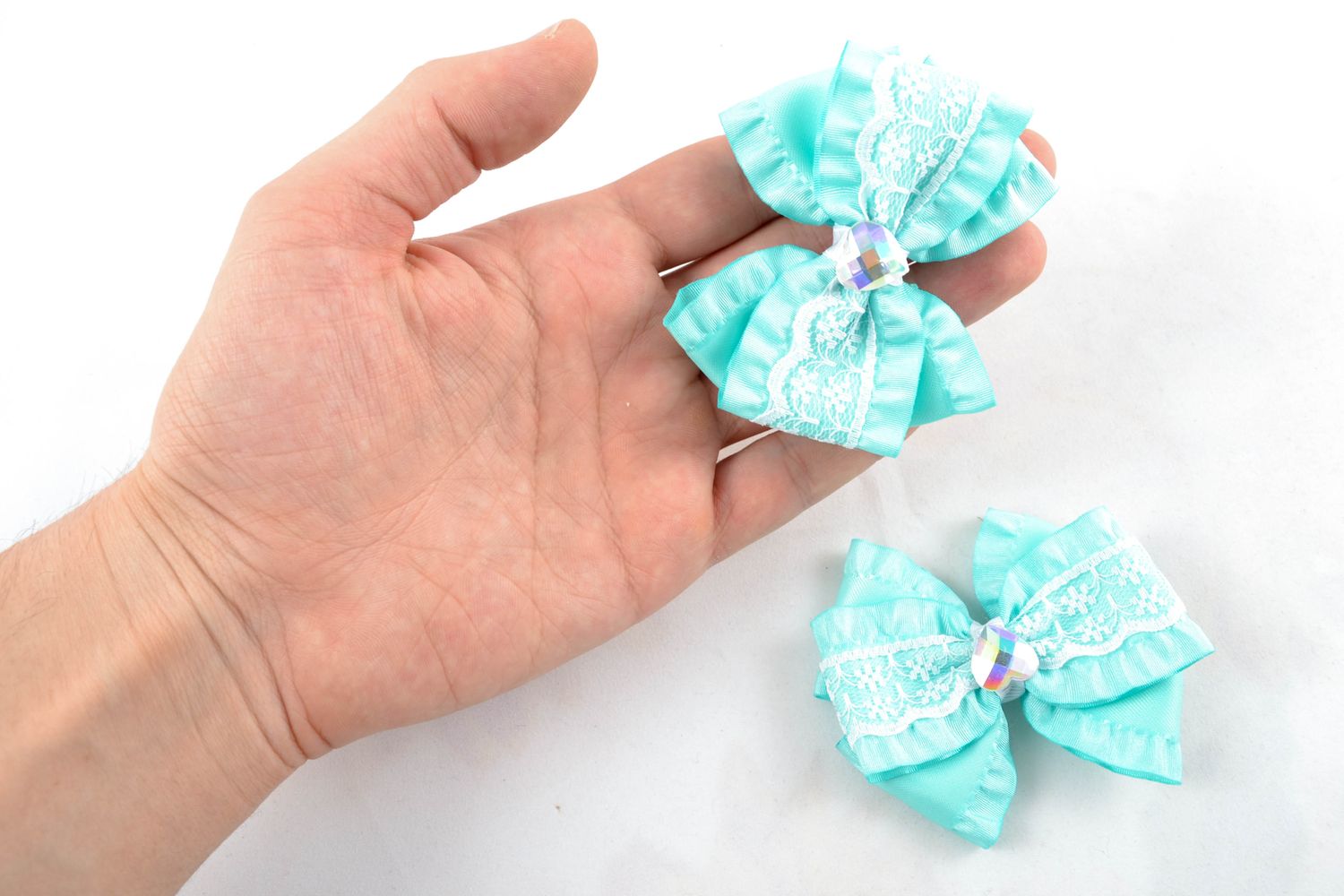 Blaue Haar Gummis aus Ripsbändern foto 1