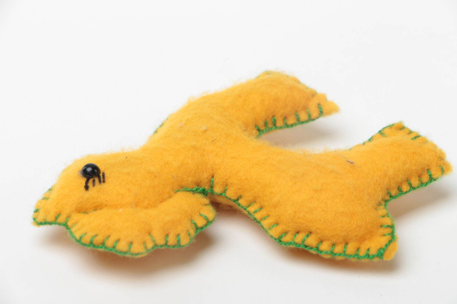 Peluche Cheval jaune petite originale en feutre faite main jouet pour enfant photo 3