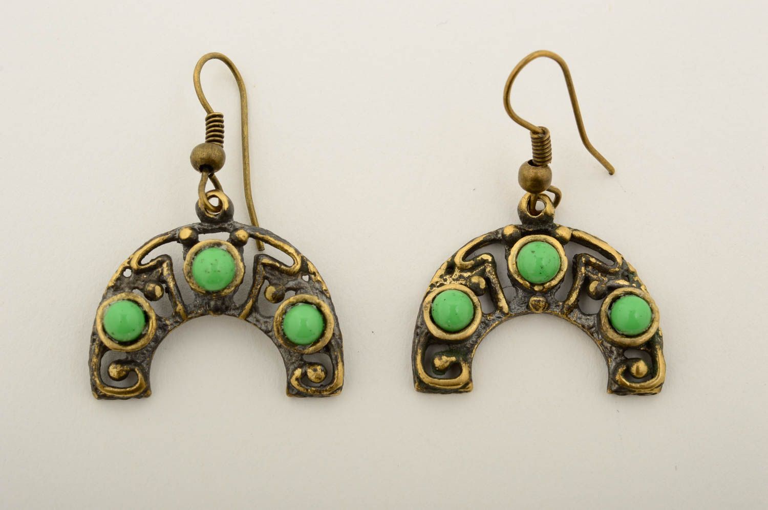 Handmade bronze earrings with natural stones handmade bronze accessories photo 3