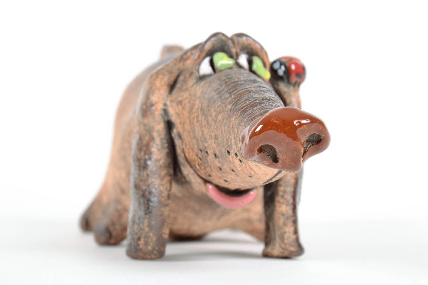 Alcancía de cerámica en forma de perro salchicha foto 2