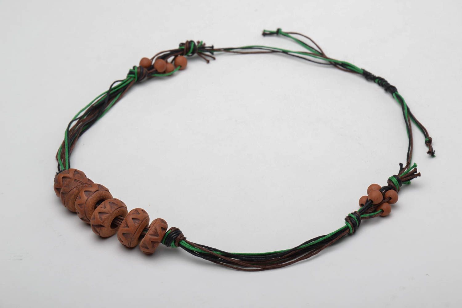Unusual ceramic bead necklace photo 3