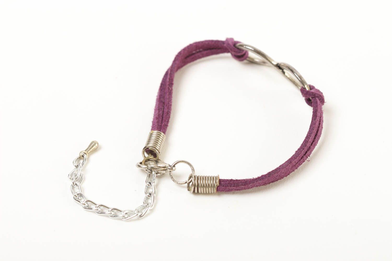Bracelet infini Bijou fait main violet fin en daim Cadeau pour femme original photo 4