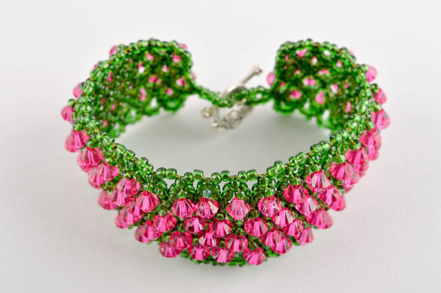 Bracelet en perles de rocaille Bijou fait main cristaux plastiques Cadeau femme photo 3