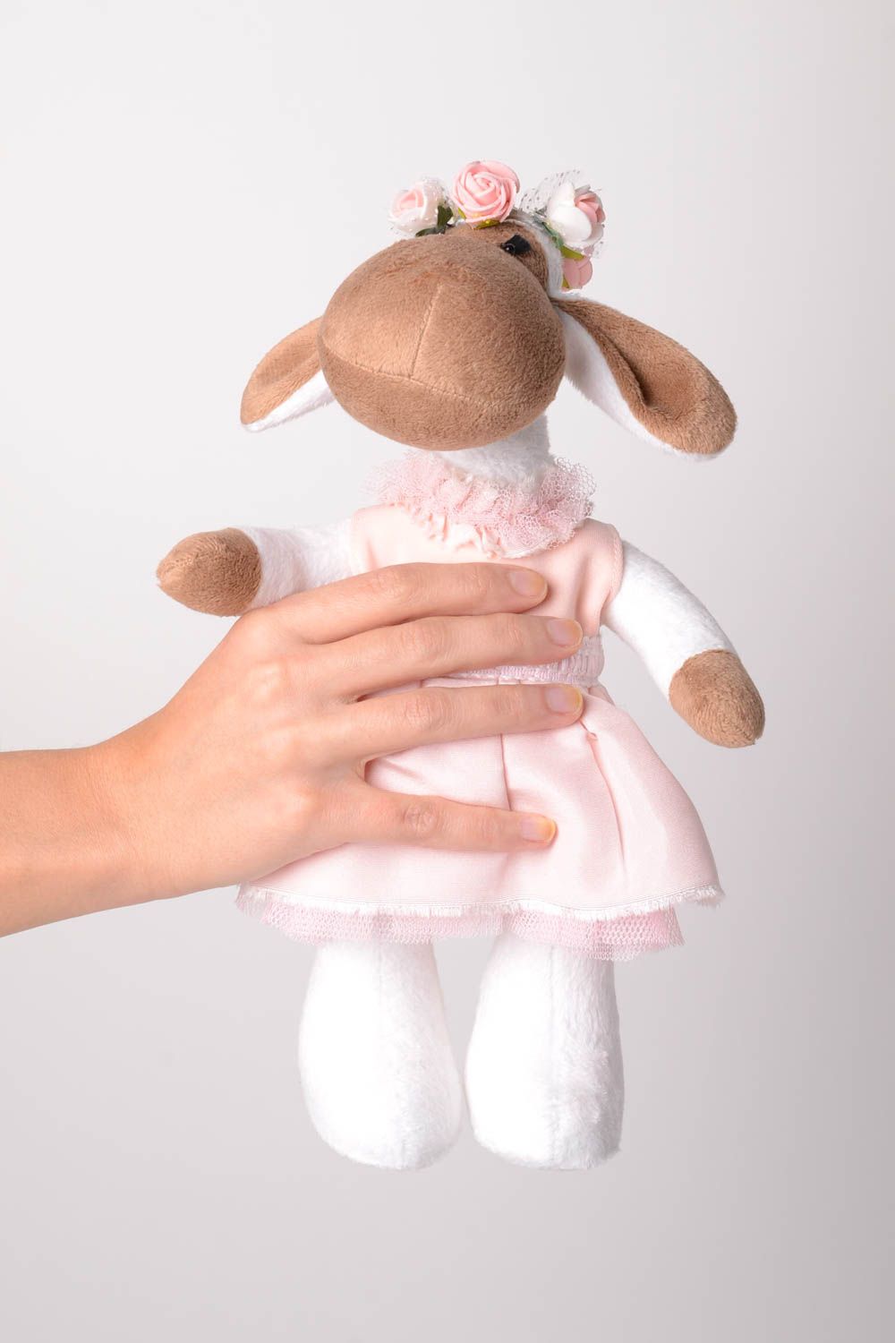 Детская игрушка handmade игрушка-животное мягкая игрушка из шелка и плюша Овечка фото 2