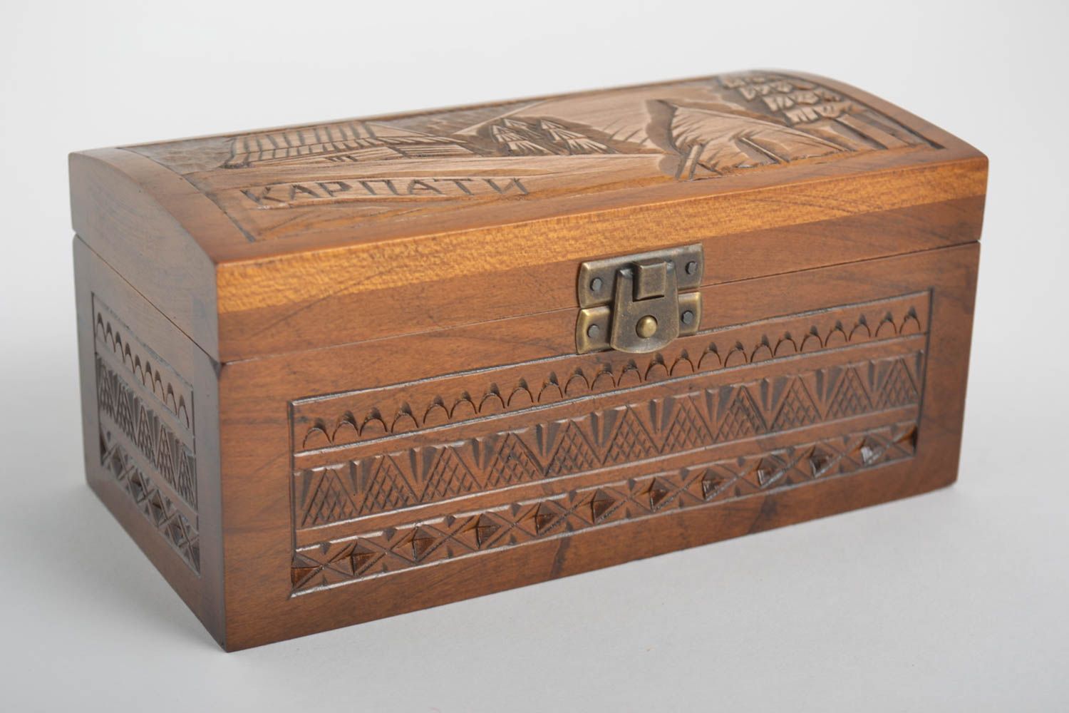 Caja decorativa artesanal cofre de madera tallado regalo original cómodo foto 2