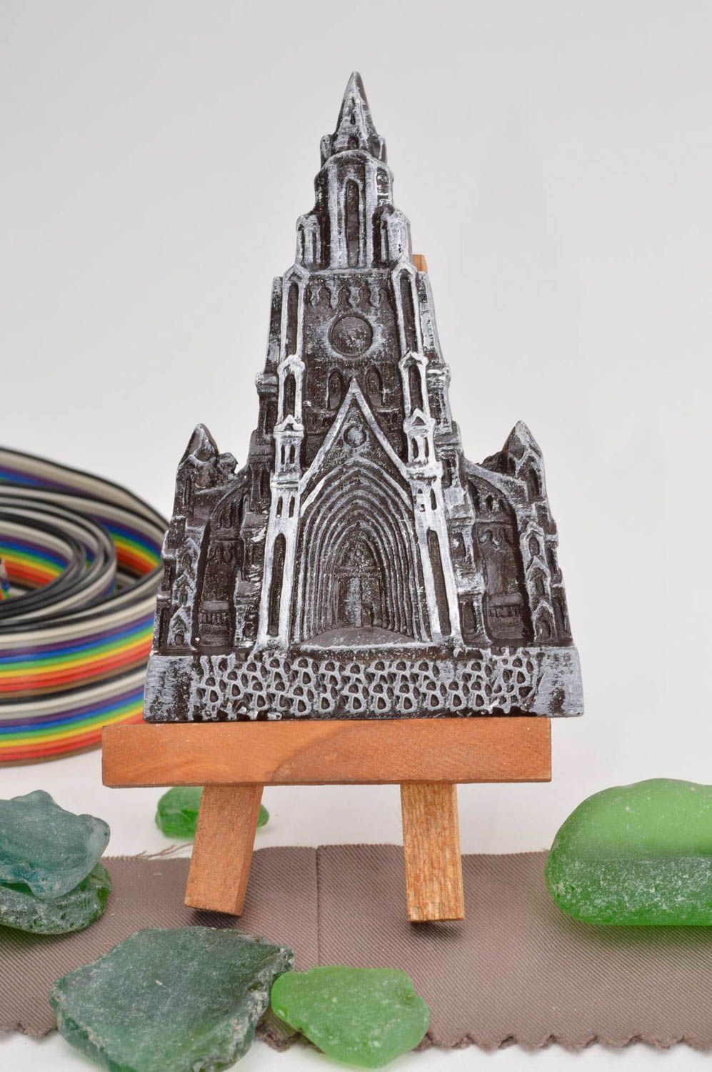 Aimant frigo fait main Magnet frigo en plâtre cathédrale gothique Déco cuisine photo 1
