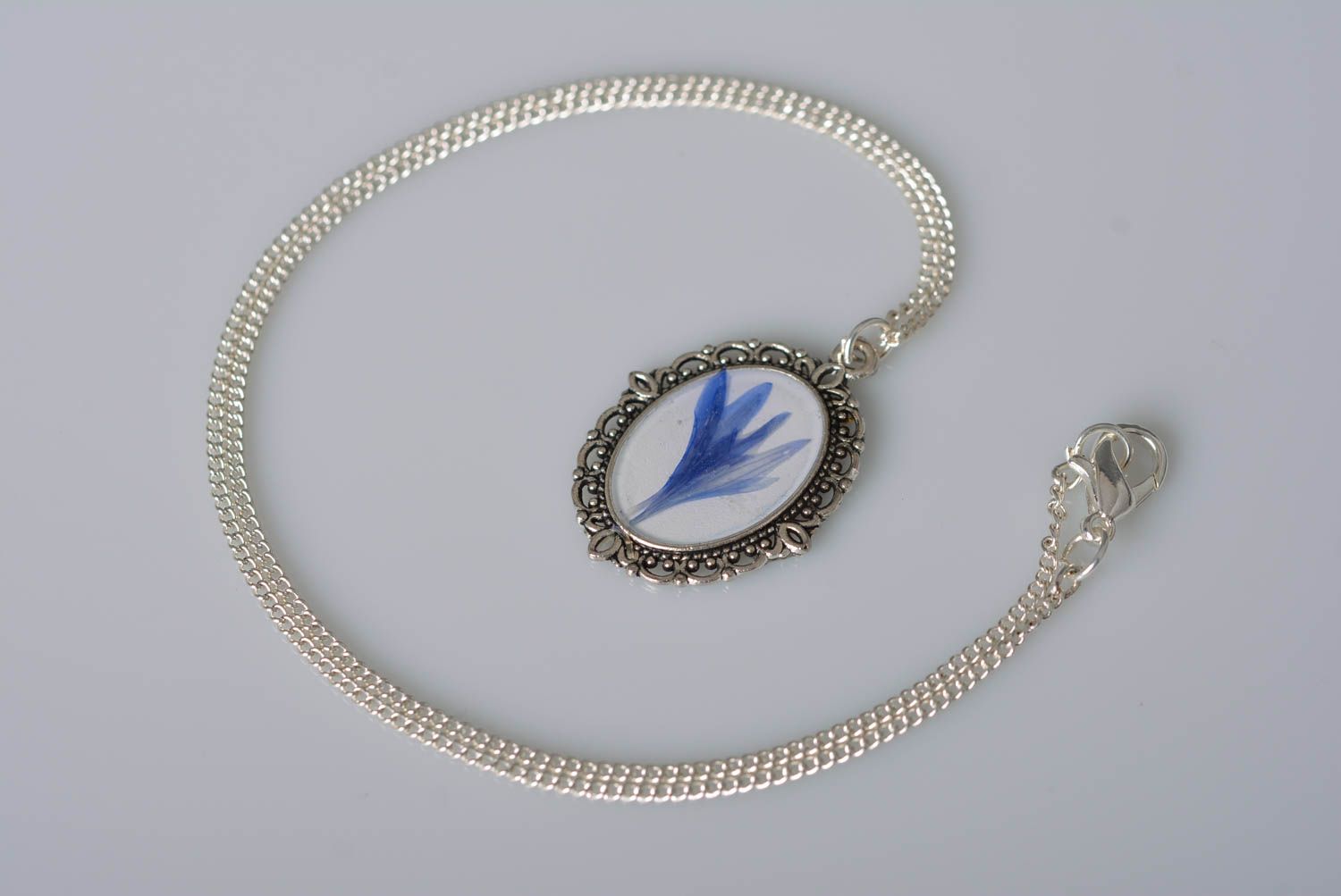 Vintage botanic pendant handmade pendant with natural flowers botanic jewelry photo 5
