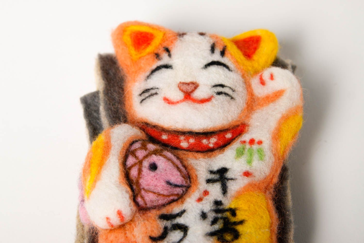 Валяная игрушка кот кошелек ручной работы мягкая игрушка из шерсти красивая фото 4