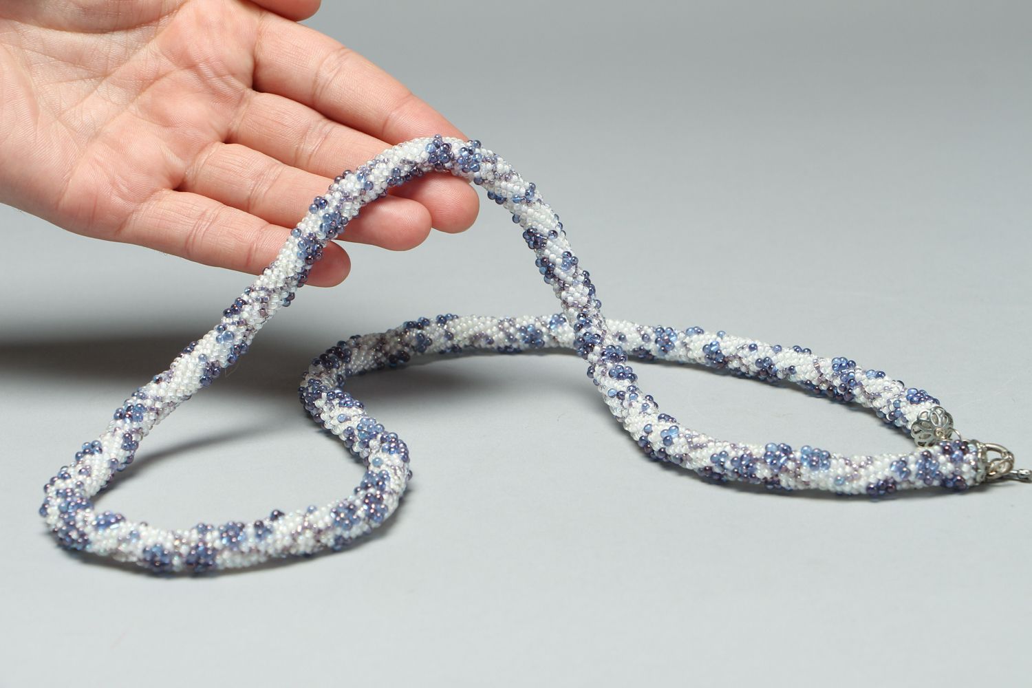 Handmade beaded cord necklace Sakura photo 4