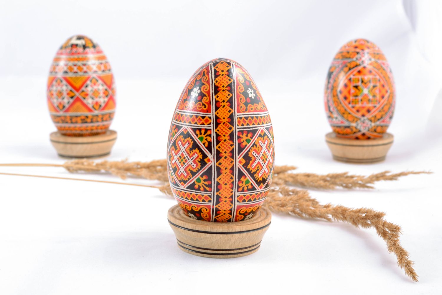 Painted Easter goose egg with rich pattern photo 1