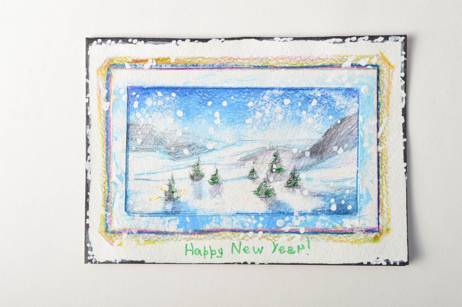 Neujahr Grusskarte handmade Künstler Karte ungewöhnlich Papier Karte schön foto 2