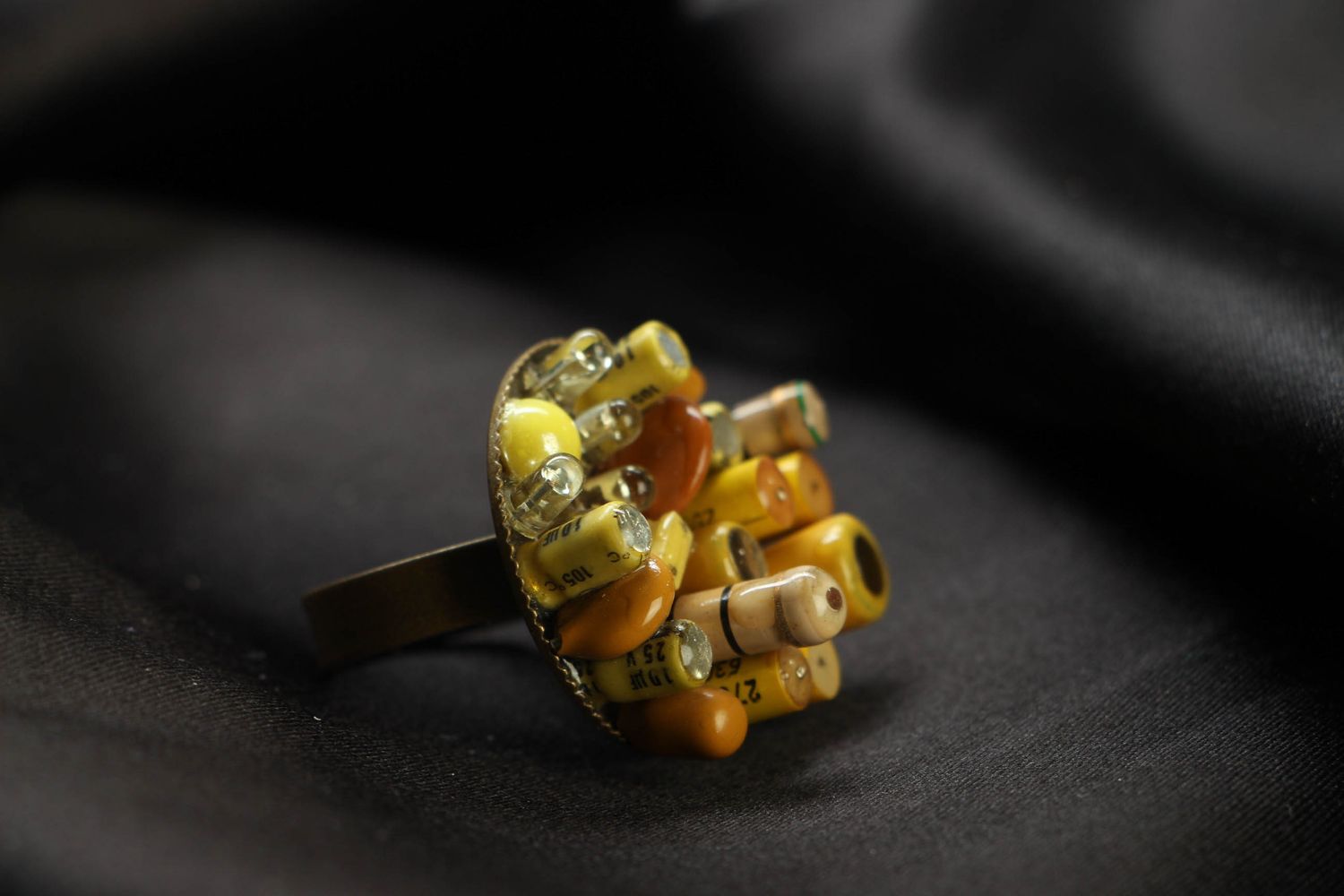 Steampunk ring of yellow color photo 1