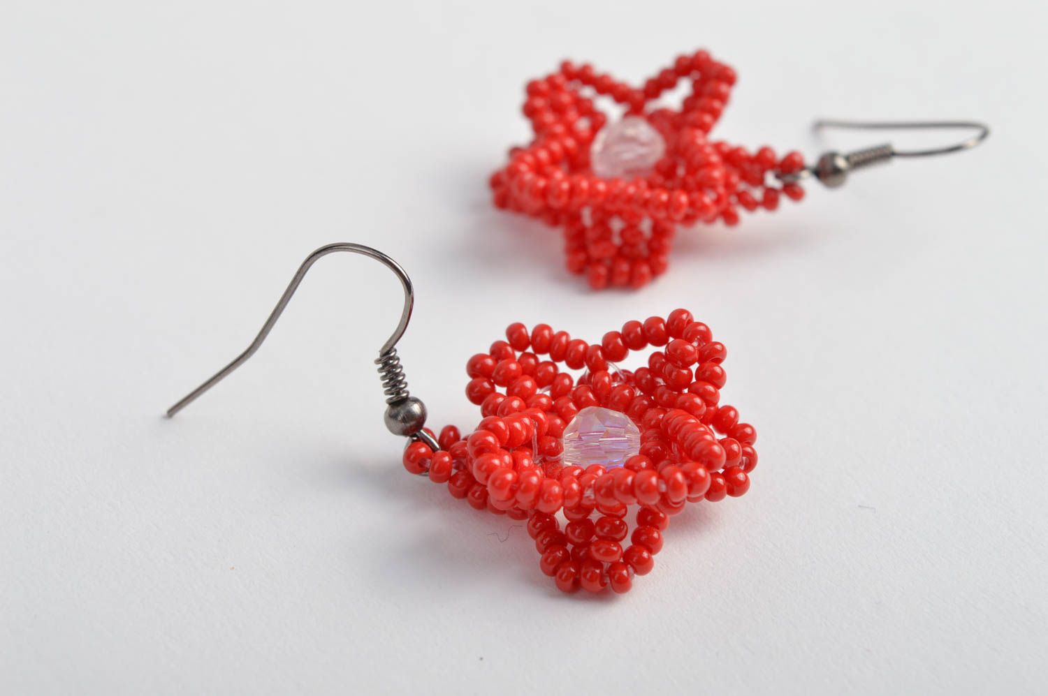 Seed beaded handmade earrings woven bijouterie for woman designer accessory photo 5