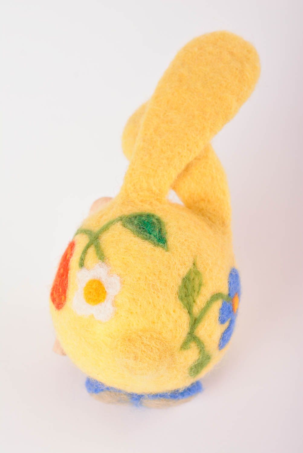 Игрушка ручной работы валяная игрушка желтый зайчик интерьерная игрушка фото 2
