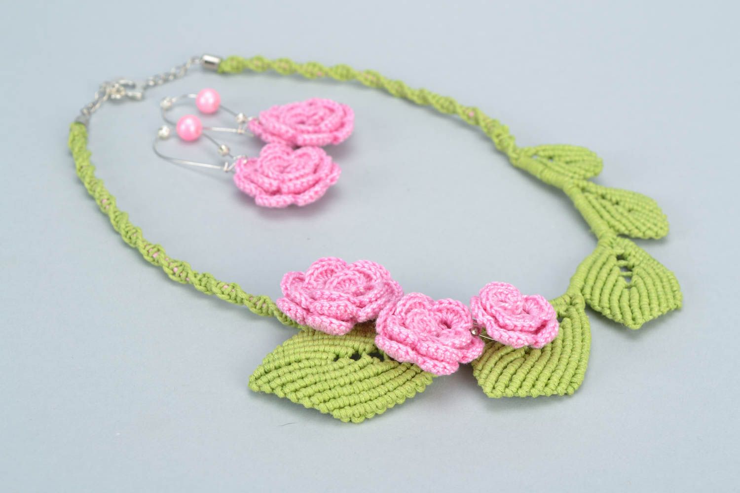 Beautiful gentle handmade designer jewelry set soft necklace and earrings for girls photo 5