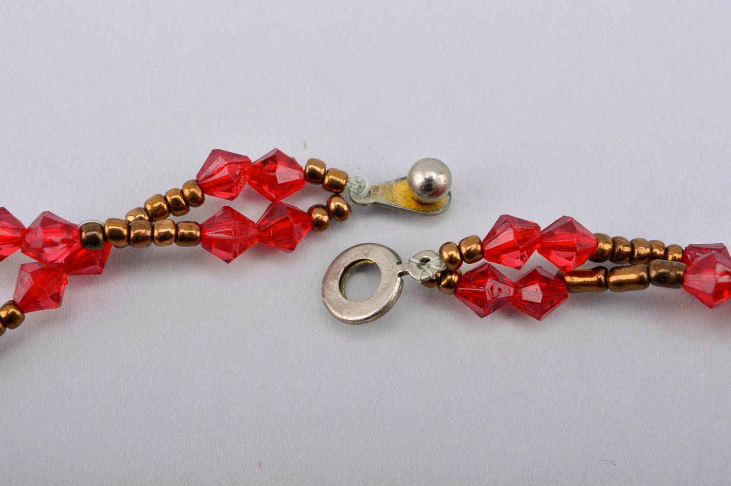 Collier en perles de rocaille Bijou fait main rouge avec fleur Cadeau pour femme photo 5