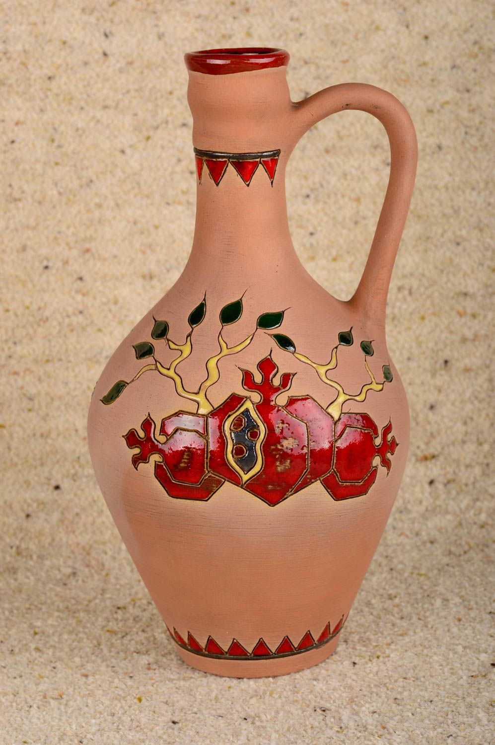 40 oz ceramic wine pitcher with hand-painted pattern 1,7 lb photo 1