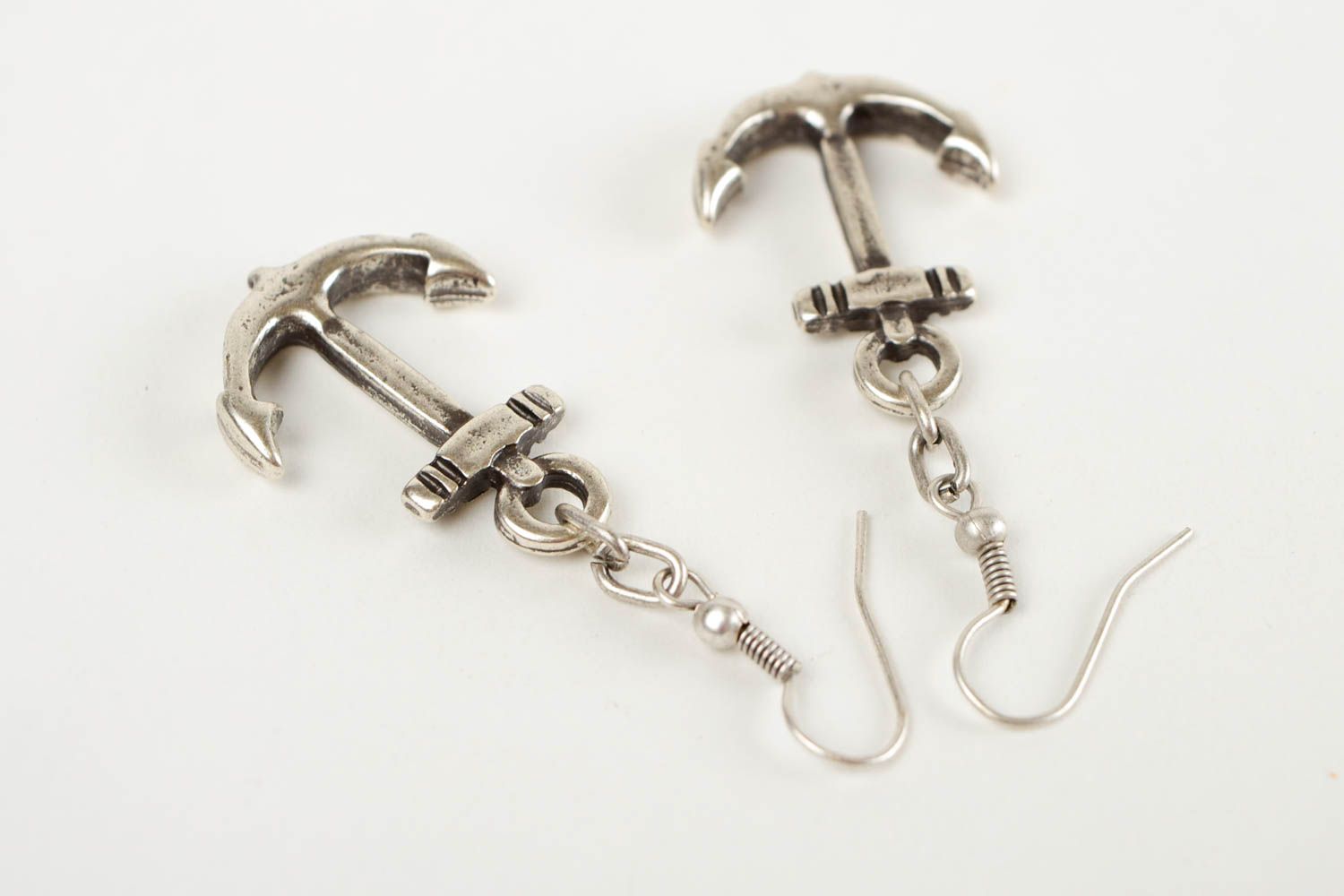 Handcrafted metal accessories anchor earrings women gift idea girls designer photo 5