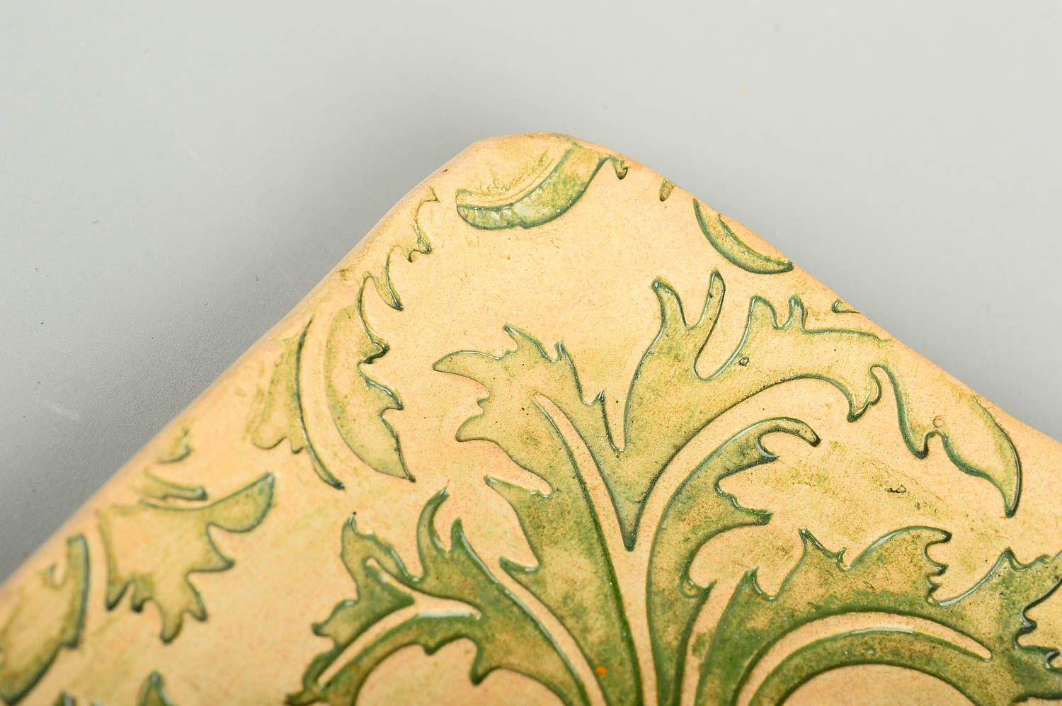 Plato cuadrado hermoso hecho a mano vajilla de cerámica menaje de cocina foto 5