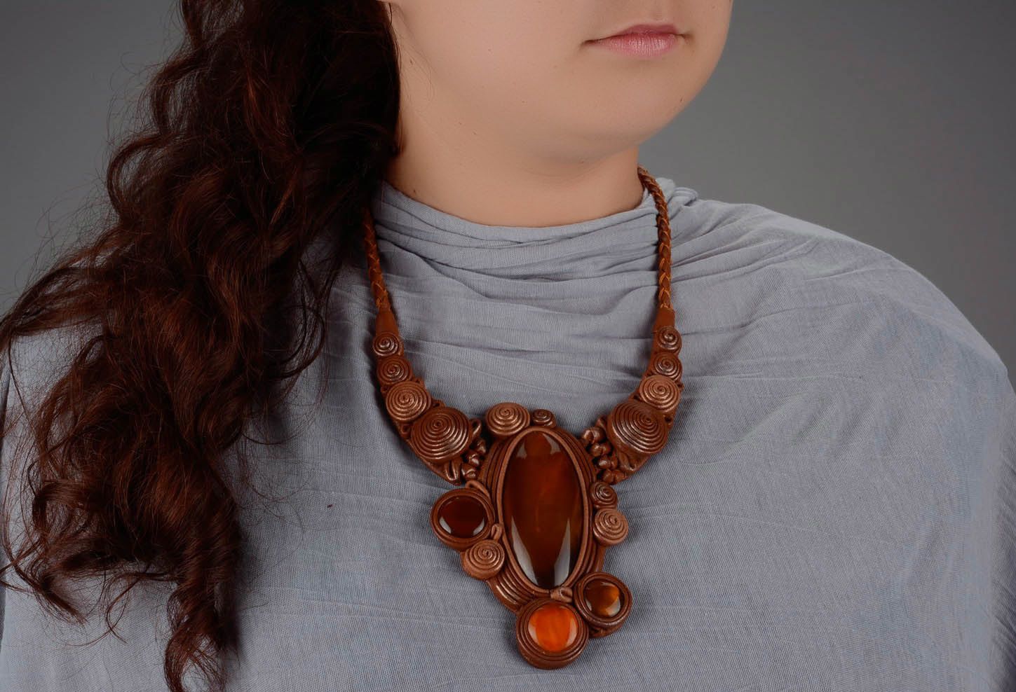 Necklace made of horn and leather photo 4