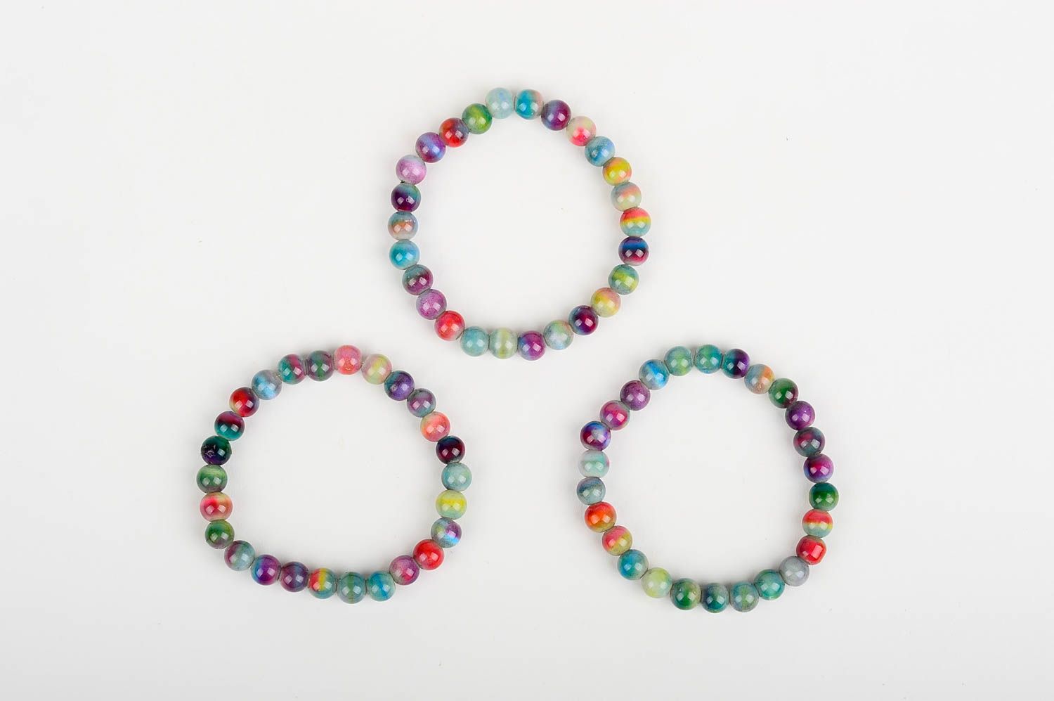 Three-layer multicolor glass beads bracelet for teen girls photo 3