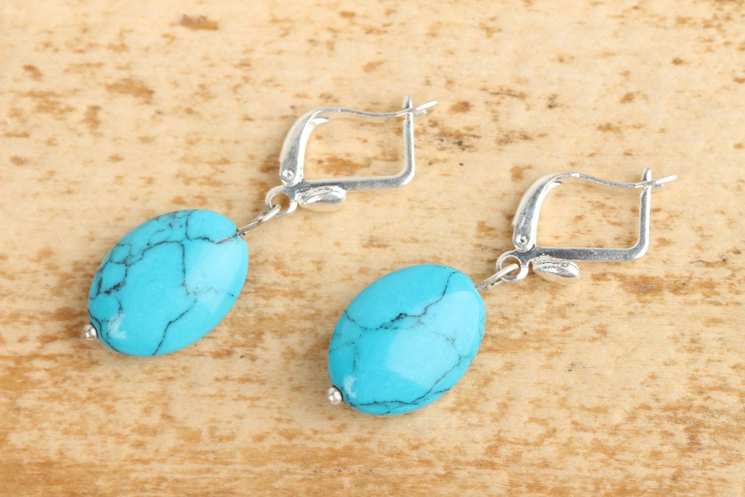 Turquoise earrings handmade earrings with natural stones fashion jewelry photo 1