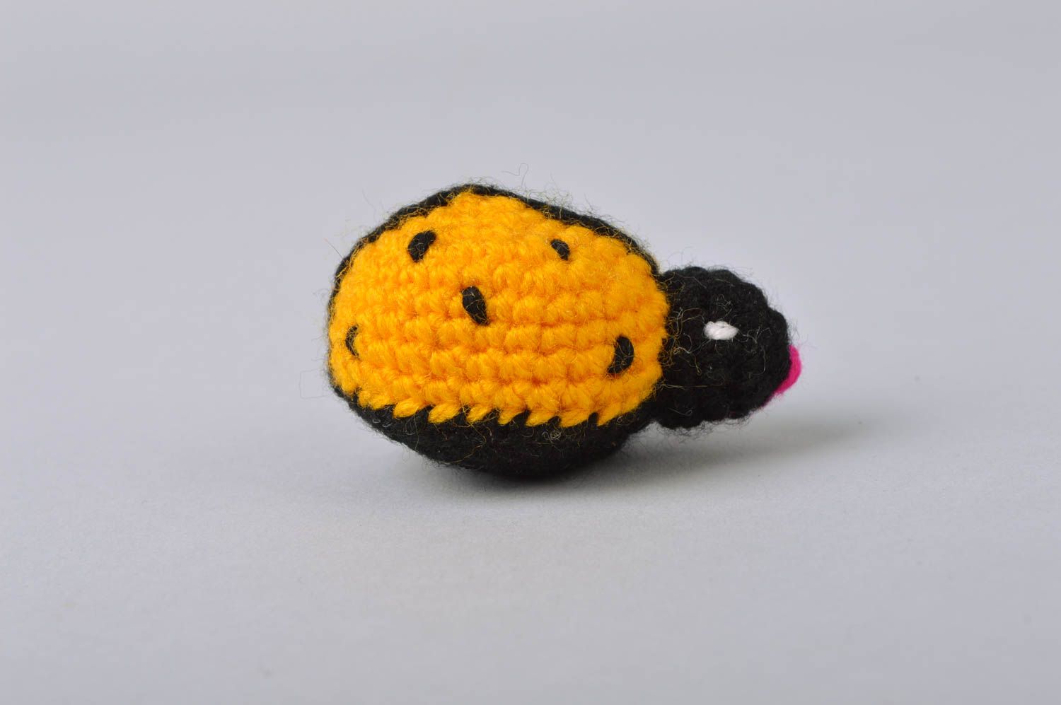Handmade stylish soft yellow with black woven toy ladybug photo 3