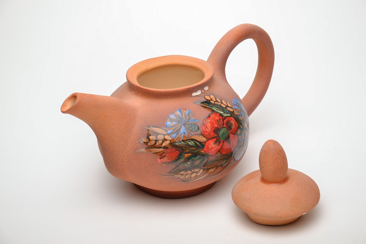 Handmade ceramic teapot with ornaments photo 4