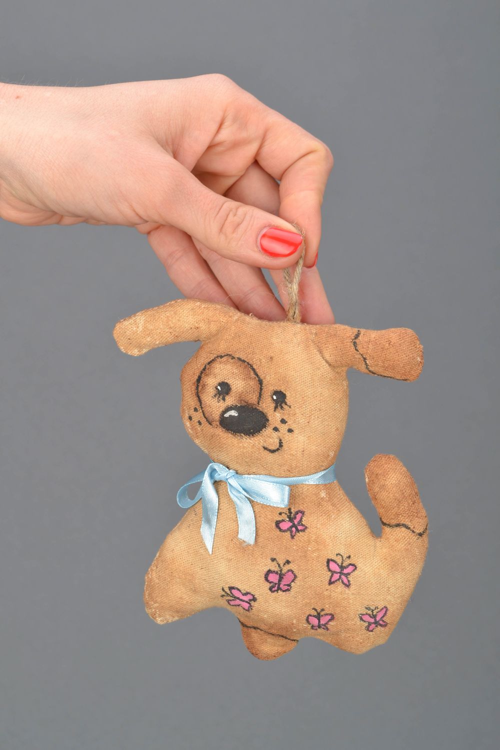 Fabric pendant toy imbued with coffee Dog photo 2