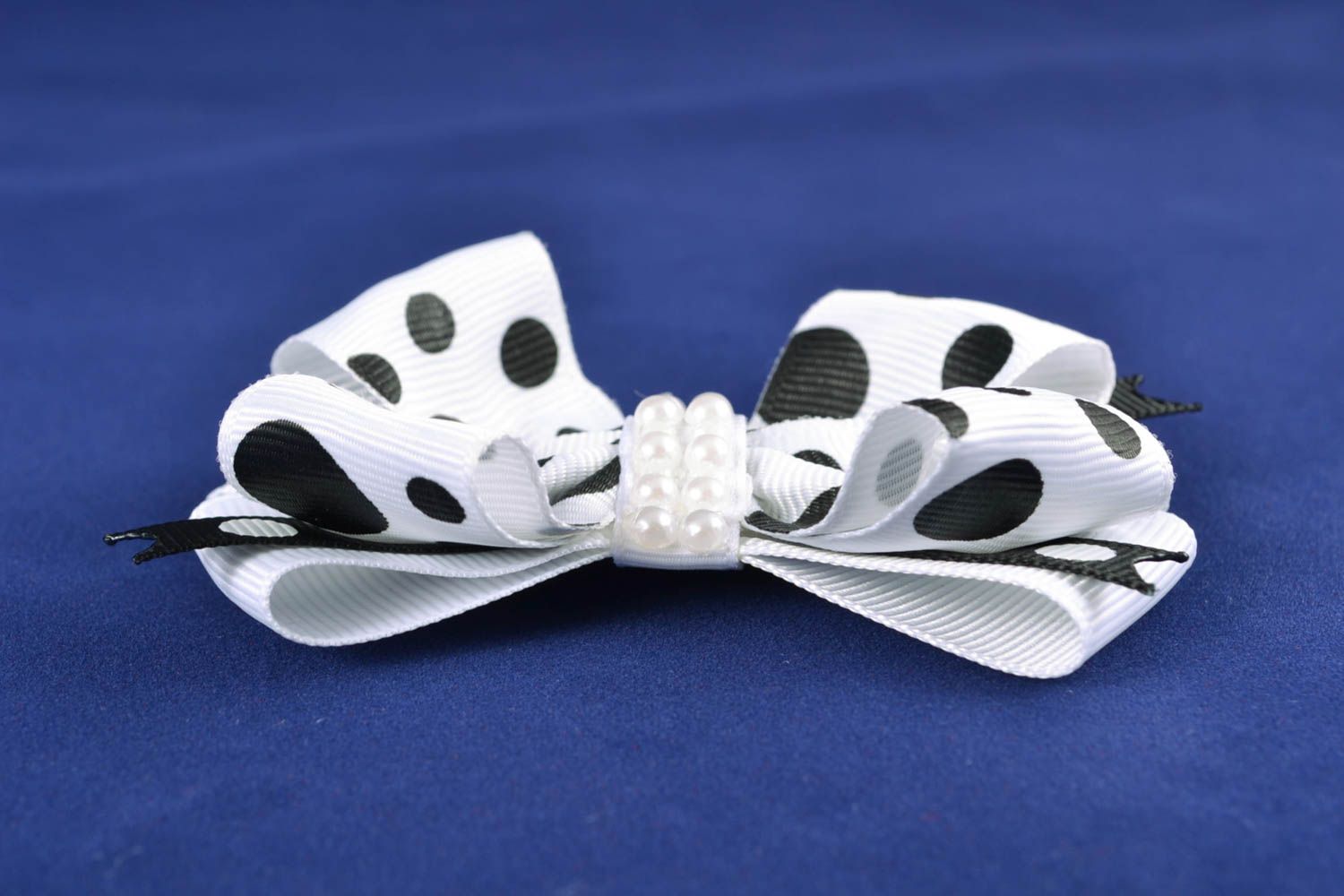 Black and white bow for handmade hair clip photo 4