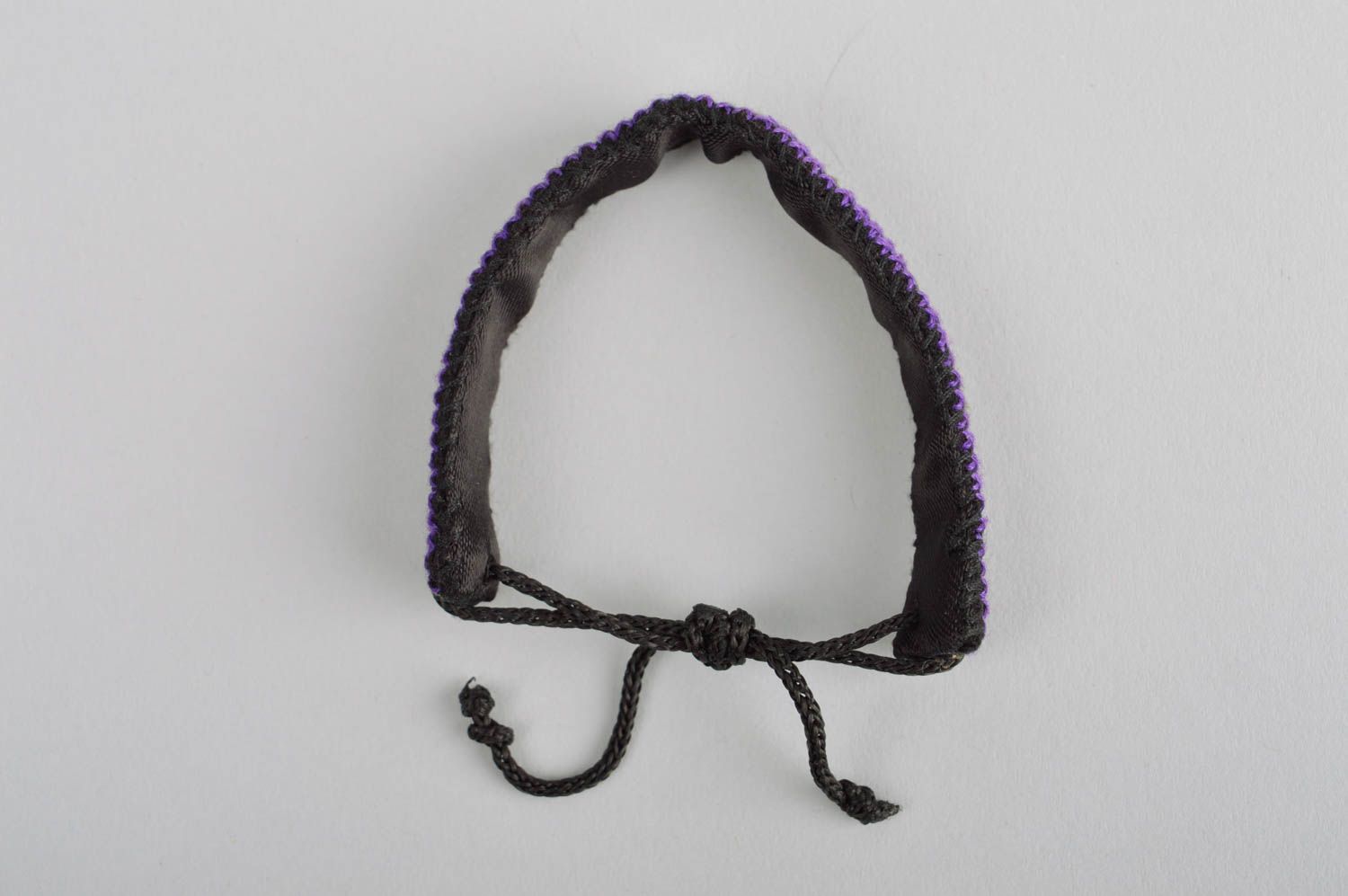 Bracelet tendance Accessoire fait main textile brodé vert-violet Cadeau femme photo 4