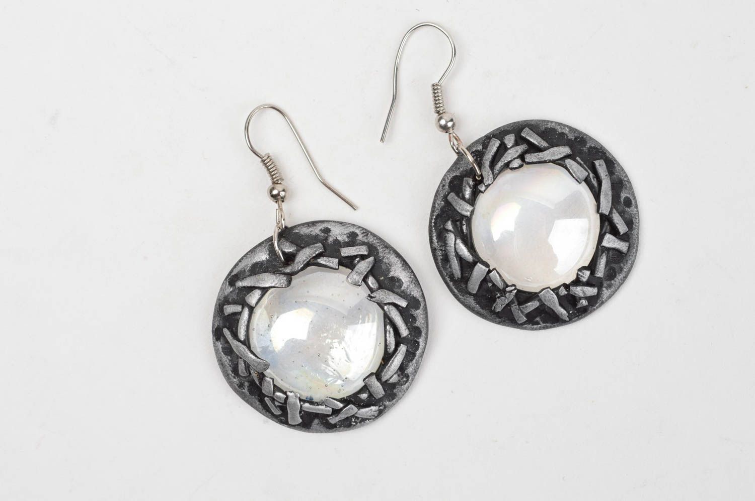 Beautiful handmade polymer clay earrings glass earrings for women gift ideas photo 2