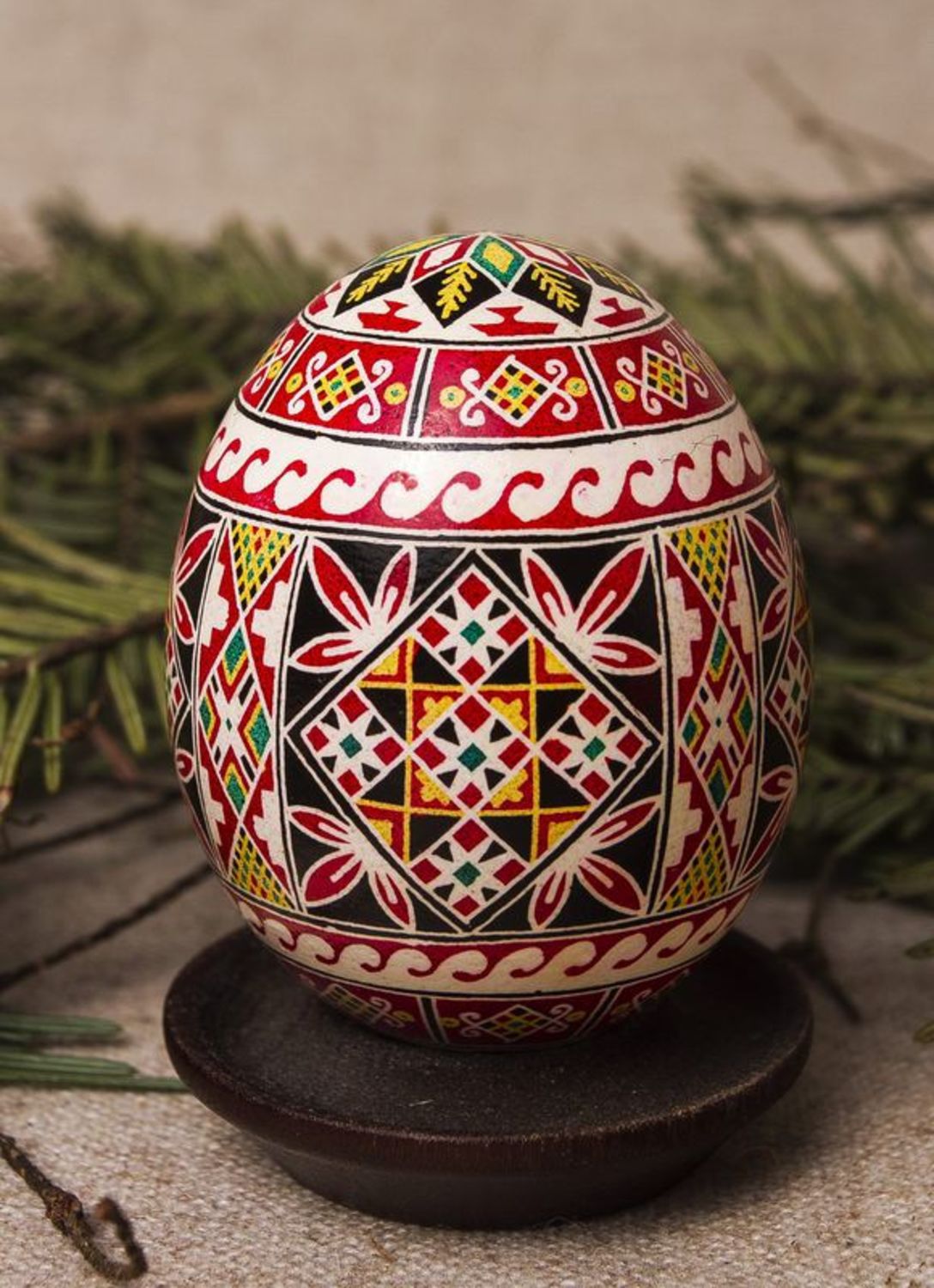 Handmade pisanka with ornament photo 1