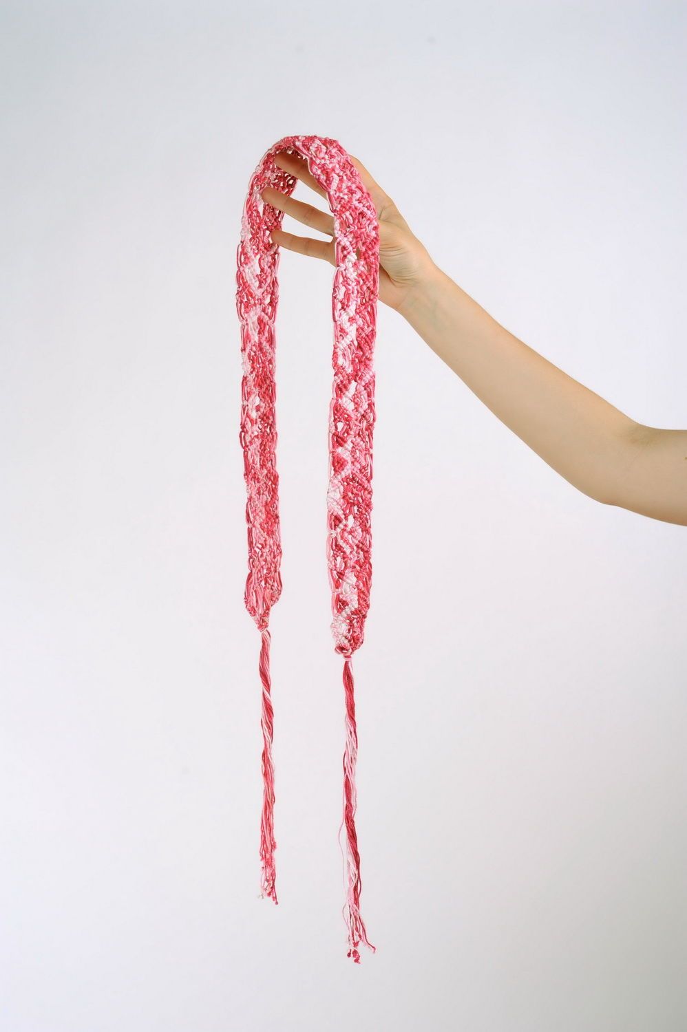 Пояс плетеный розовый фото 5