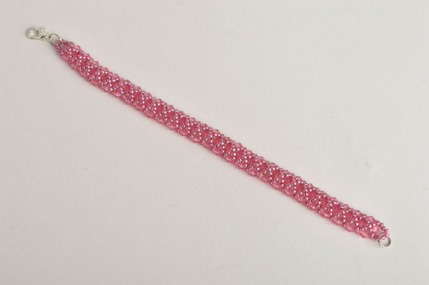 Handmade pink beaded bracelet unusual elegant bracelet trendy accessory photo 2