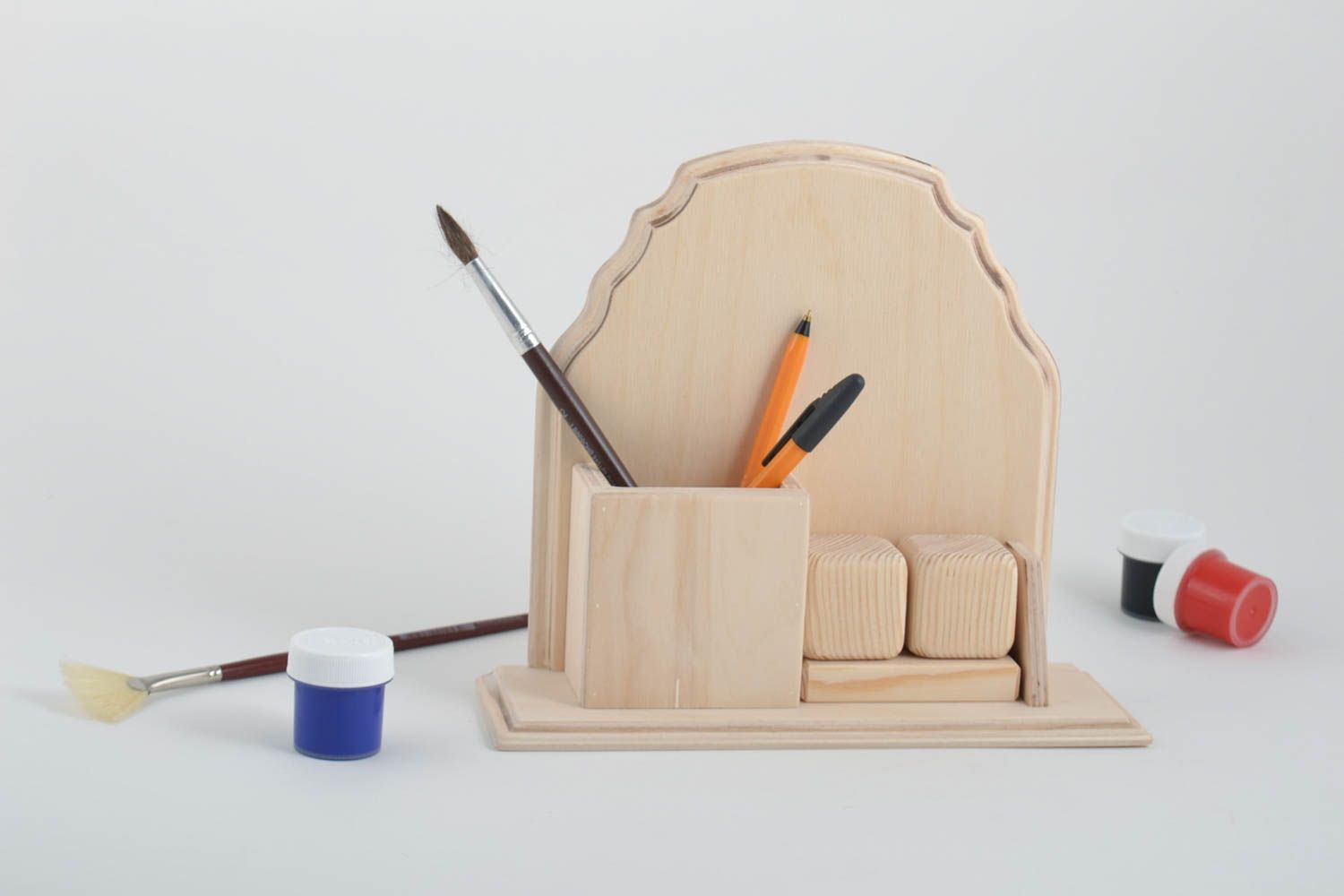 Unusual handmade wooden blank organizer wooden craft art supplies gift ideas photo 1